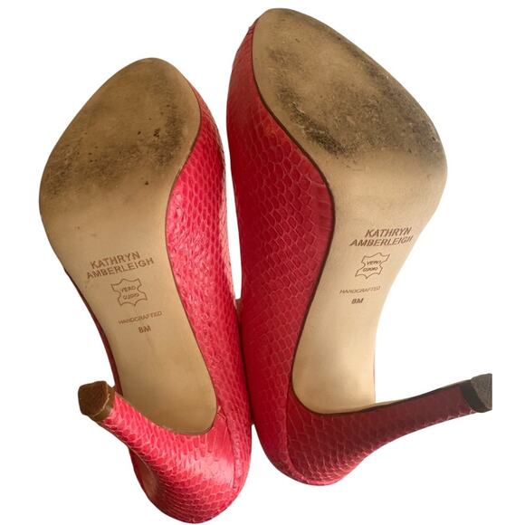 Kathryn Amberleigh Heel Sz 8 Pink Snakeskin Leather Platform Stiletto Barbiecore - Picture 13 of 16